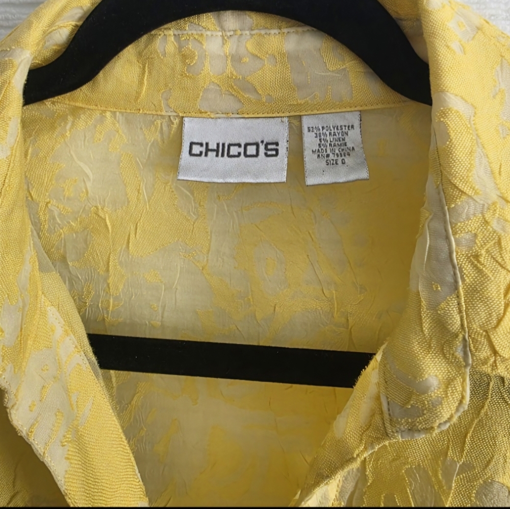 Chico's Yellow Textured Drawstring Jacket - image 3